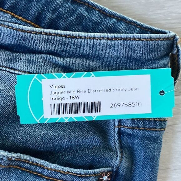 VIGOSS Jagger Mid Rise Distressed Skinny Jeans Indigo 18W nwt Stitch Fix - Picture 8 of 9